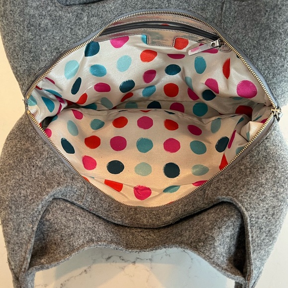 Gray Wool Kate Spade Hobo polka dot interior - Picture 5 of 9